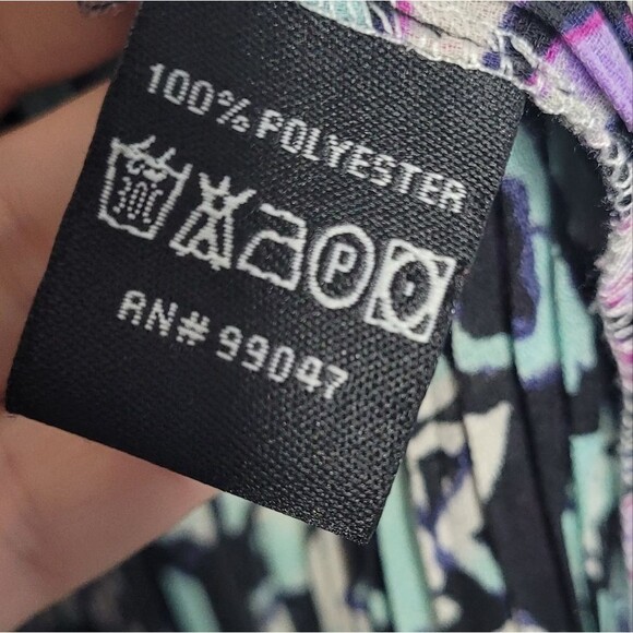 Vintage abstract print pleated fringe art to wear quirky electric top size 1x - Picture 5 of 7